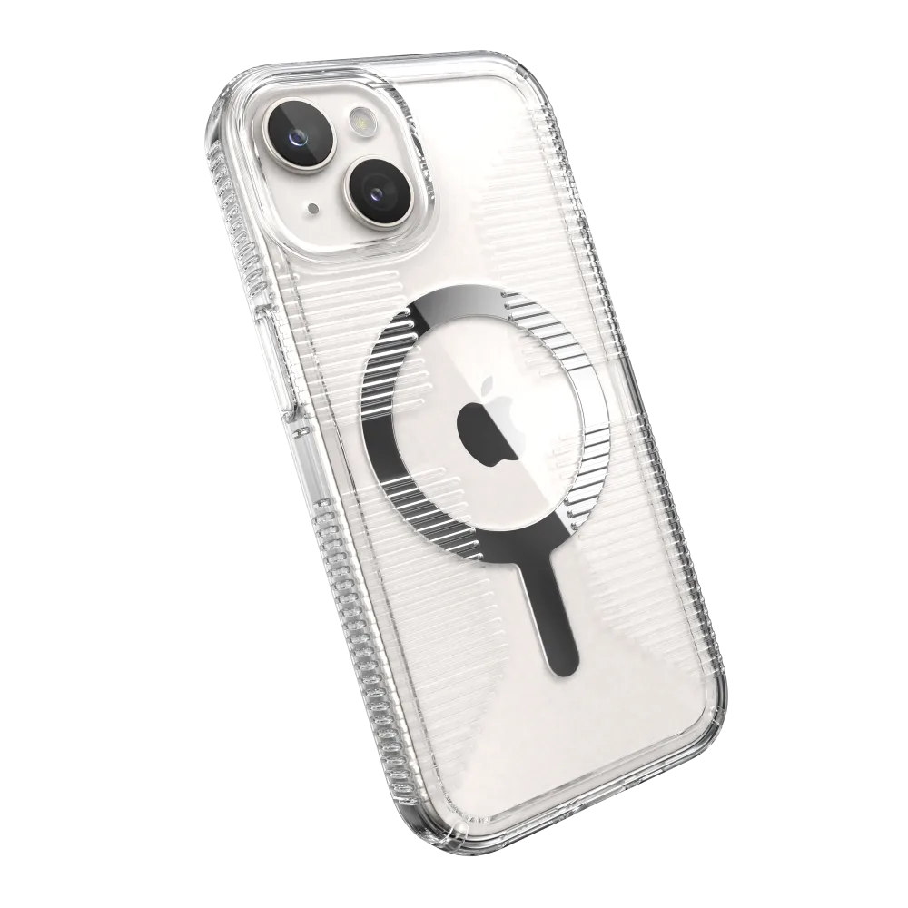 Speck Gemshell Grip MagSafe Case for Apple iPhone 16e/15/14/13 (Clear/Chrome)