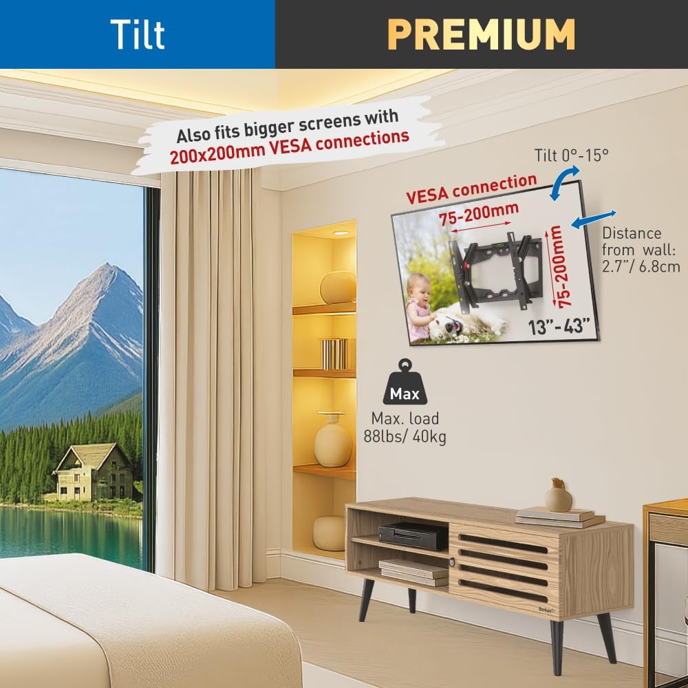 Barkan E210+ 13"-43" Auto Locking Tilt TV Wall Mount