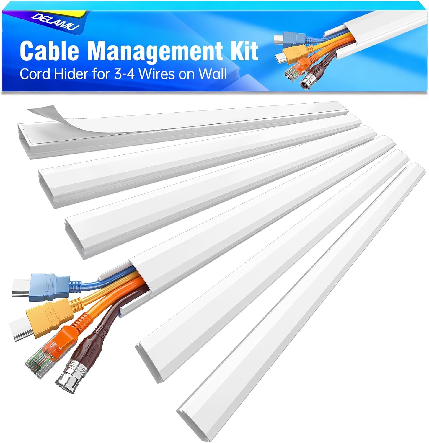 Delamu Cable Concealer PVC Cord Cover (1.18")