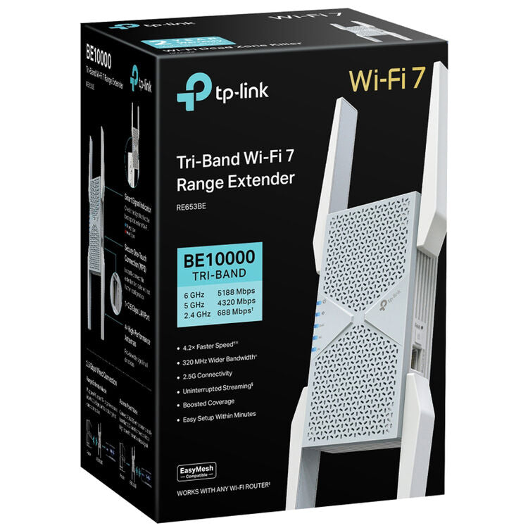 TP-Link RE653BE BE10000 Wireless Tri-Band Wi-Fi 7 Range Extender
