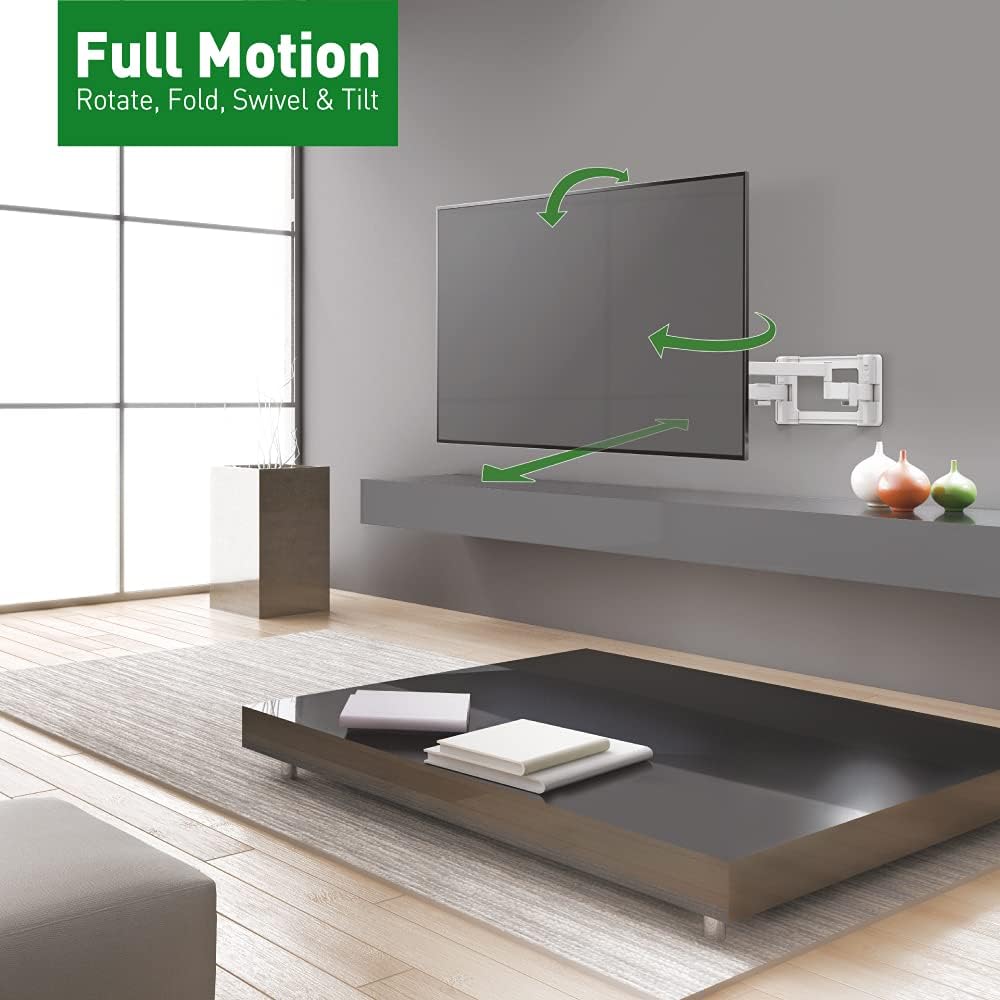 Barkan BM464LW 13"-90" Dual Arm Full Motion Articulating TV Wall Mount with Long Arm (White)