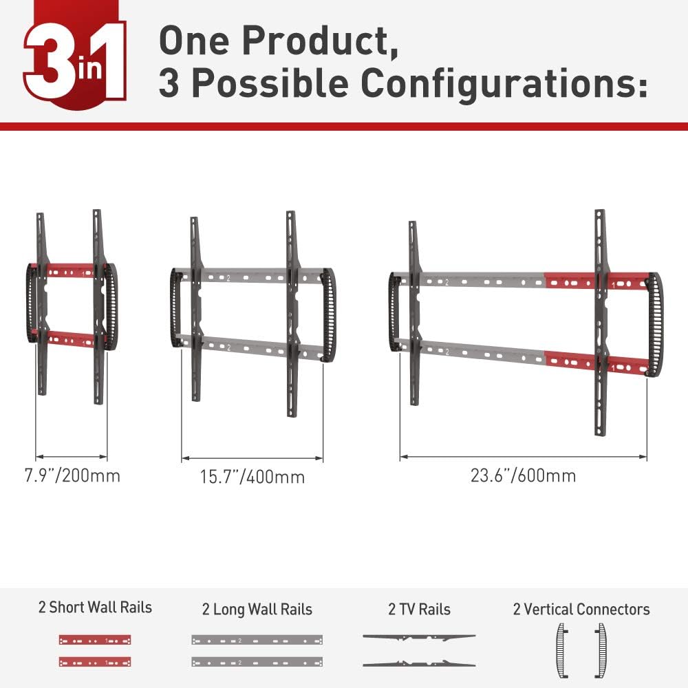 Barkan BM400T 13"-90" Extendable Auto Locking Fixed TV Wall Mount