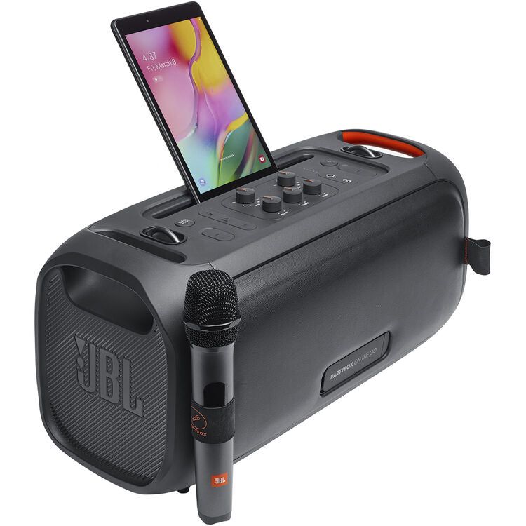 JBL PartyBox On-The-Go Essential High Power Portable Party Speaker with Built-In Lights and Wireless Mic