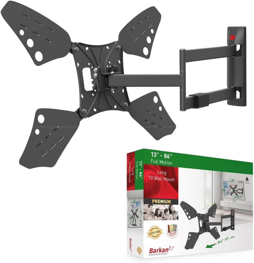 Barkan 3400L 13"-86" Full Motion Articulating TV Wall Mount with Long Arm