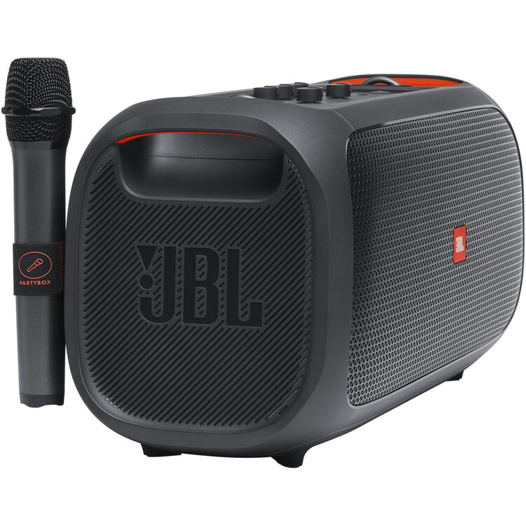 JBL PartyBox On-The-Go Essential High Power Portable Party Speaker with Built-In Lights and Wireless Mic