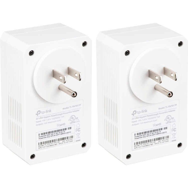 TP-Link TL-PA7017P AV1000 Gigabit Passthrough Powerline Extender Starter Kit