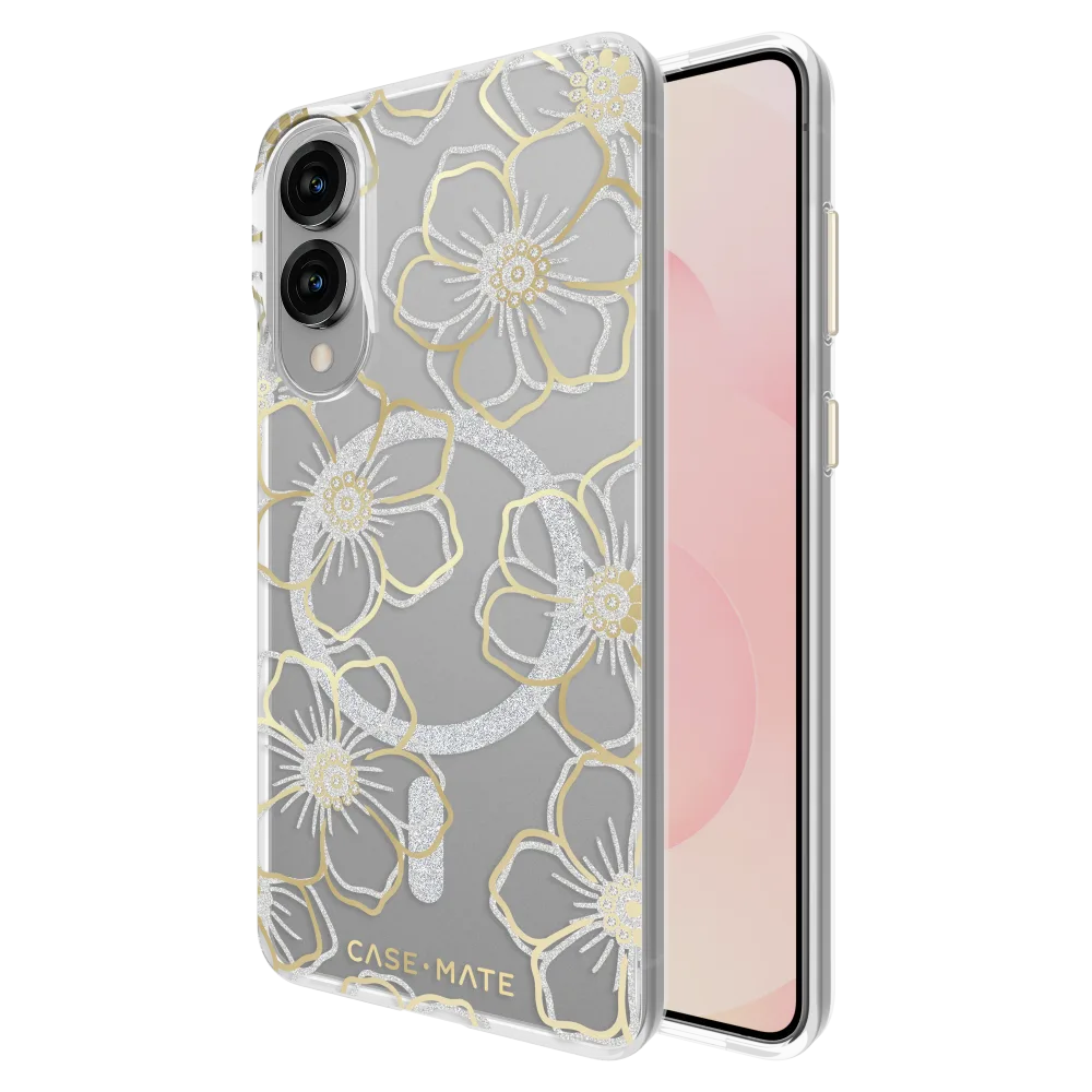 Case-Mate - Floral Gems Case with Magnet for Samsung Galaxy S25 Edge (Gold)