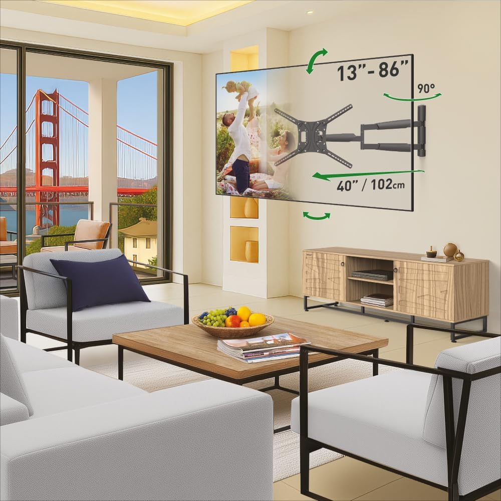 Barkan BM443XL 13"-86" Full Motion Articulating TV Wall Mount with Xtra Long Arm