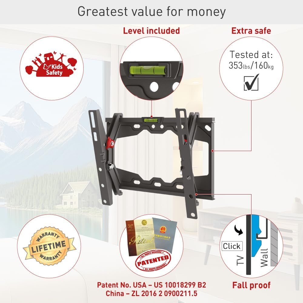 Barkan E210+ 13"-43" Auto Locking Tilt TV Wall Mount