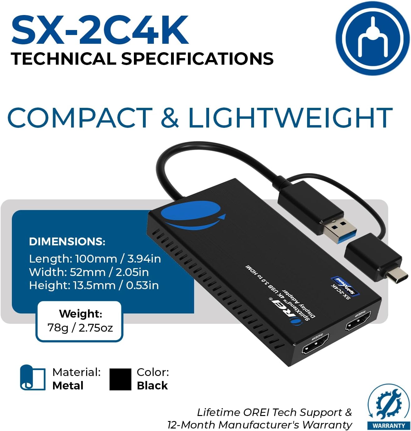 OREI SplitExtend 4K HDMI Splitter Extended Display for Dual Monitor
