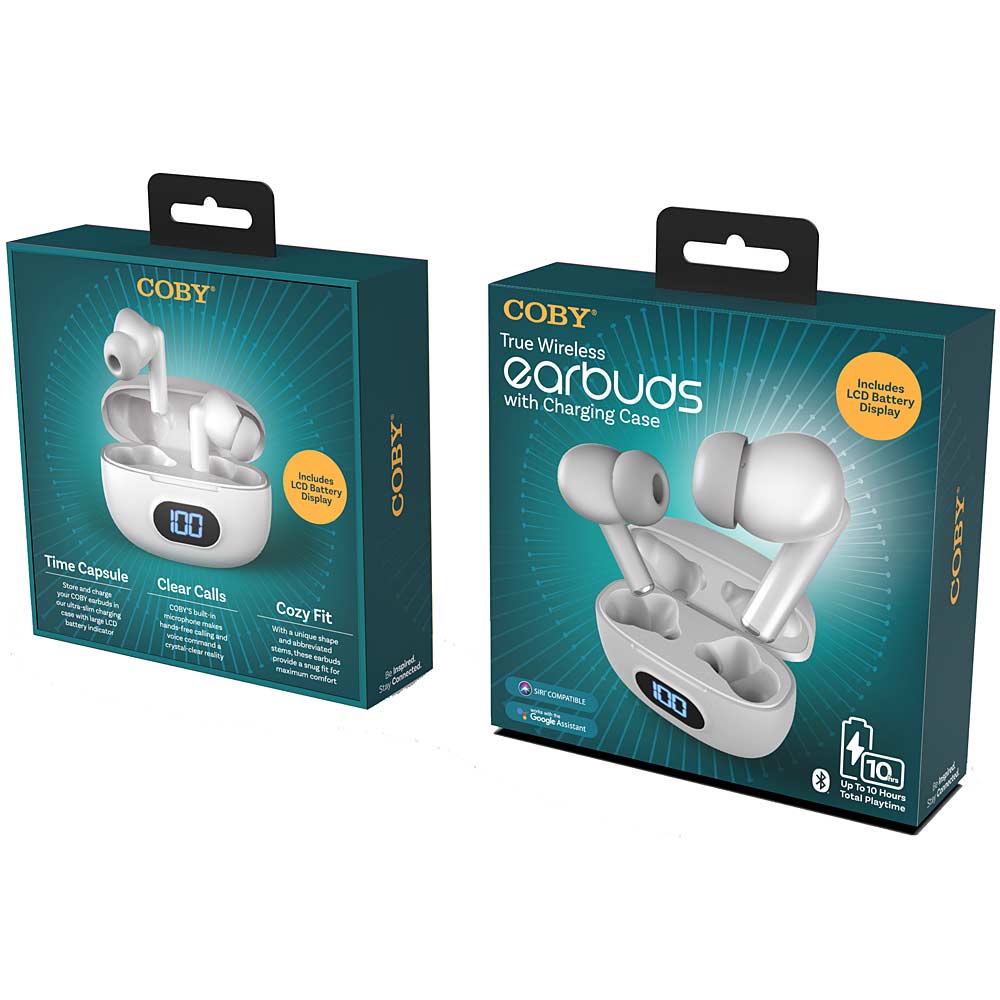 Coby CETW526 True Wireless Earbuds with Charging Case and LCD Indicator