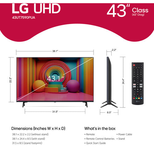 LG UT75 Series 43" 4K HDR Smart LED TV (2024)