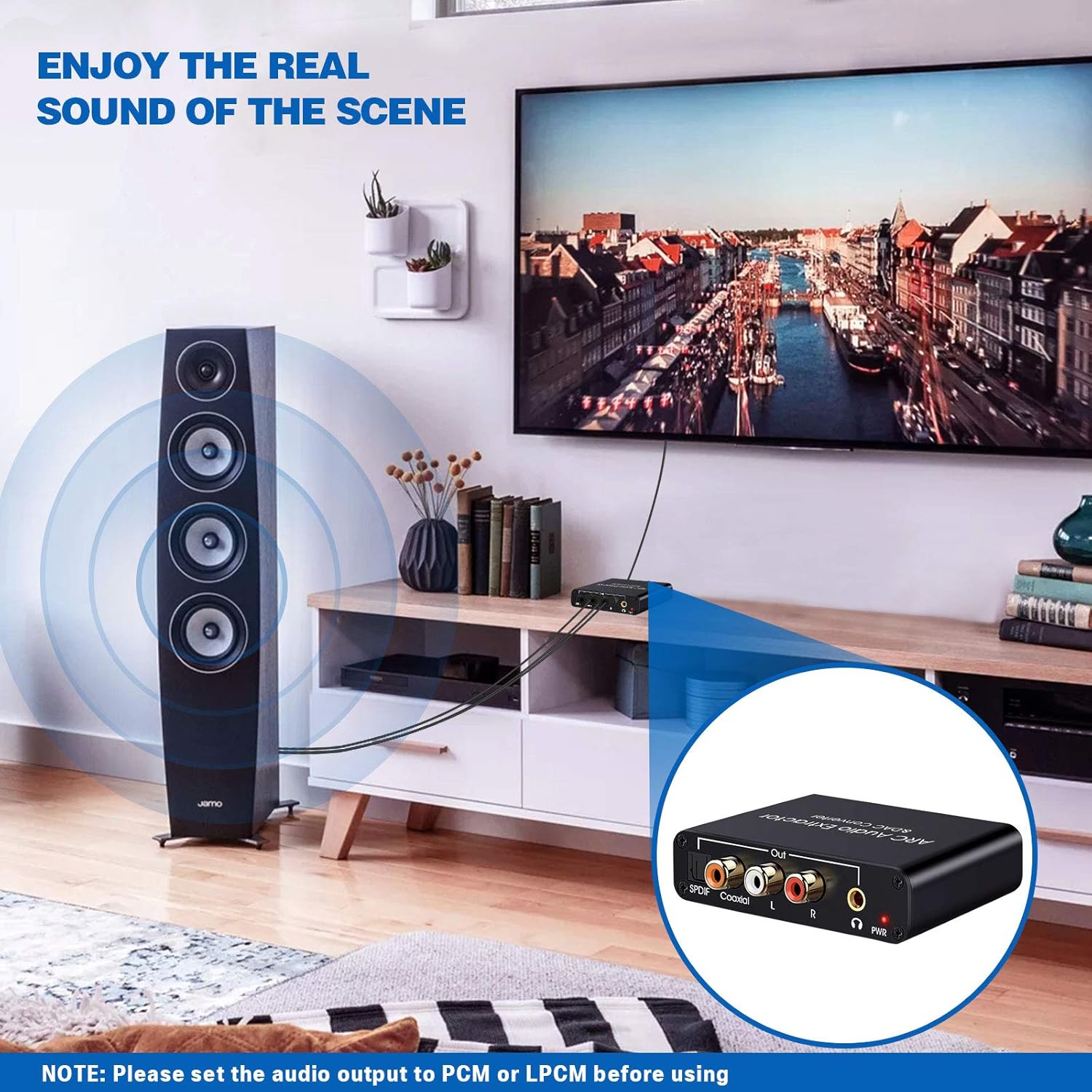 Tendak HDMI ARC Audio Extractor - Digital to Analog Audio Converter with HDMI ARC, SPDIF/Optical, 3.5mm Jack & Stereo L/R Outputs for TV