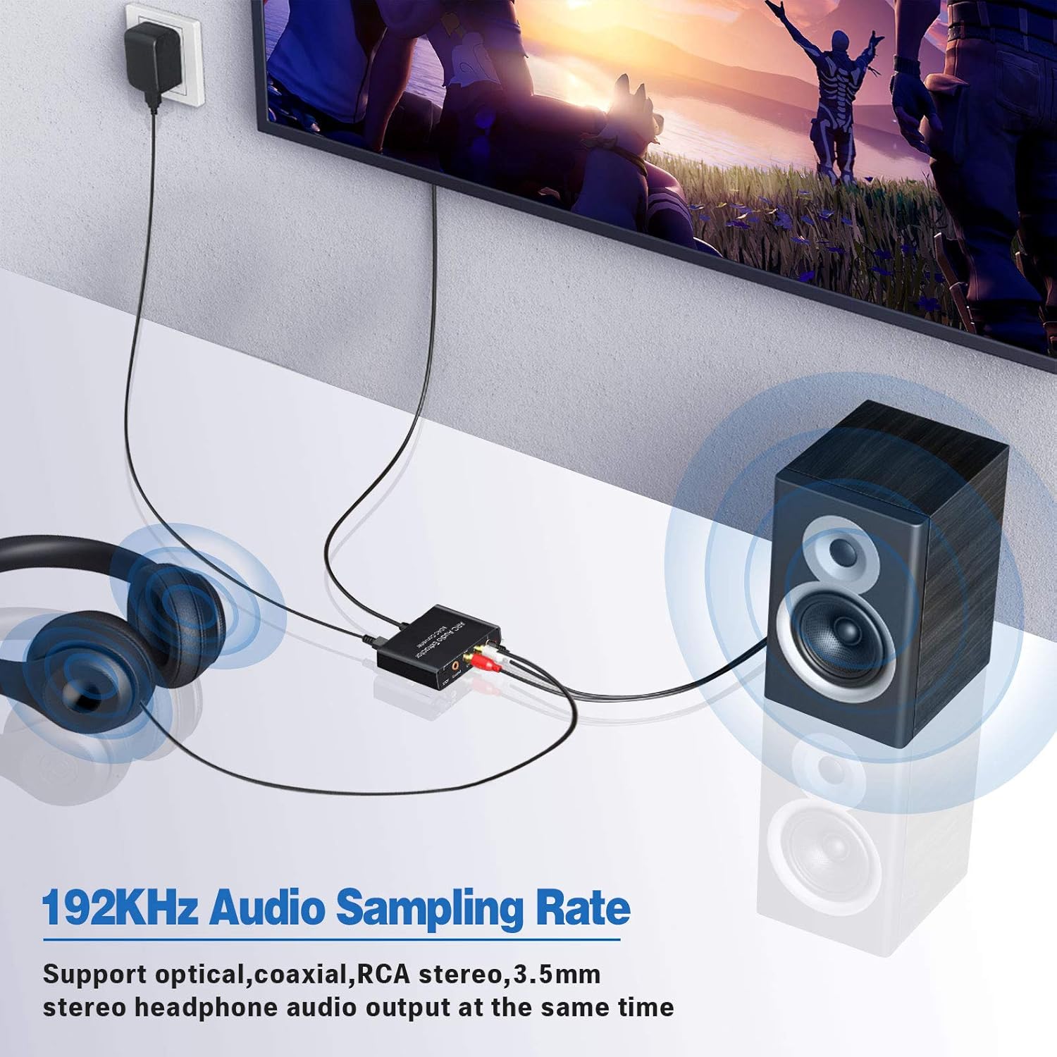 Tendak HDMI ARC Audio Extractor - Digital to Analog Audio Converter with HDMI ARC, SPDIF/Optical, 3.5mm Jack & Stereo L/R Outputs for TV
