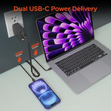 HyperGear® SpeedBoost 65-Watt 3-Port-USB GaN Charger with Display
