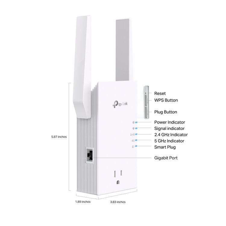 TP-Link RE765X AX3000 Dual-Band Wi-Fi 6 Range Extender & Smart Plug