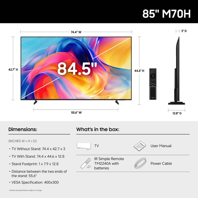 Samsung M70H Series 85" Mini-LED 4K UHD HDR Smart TV (2026)