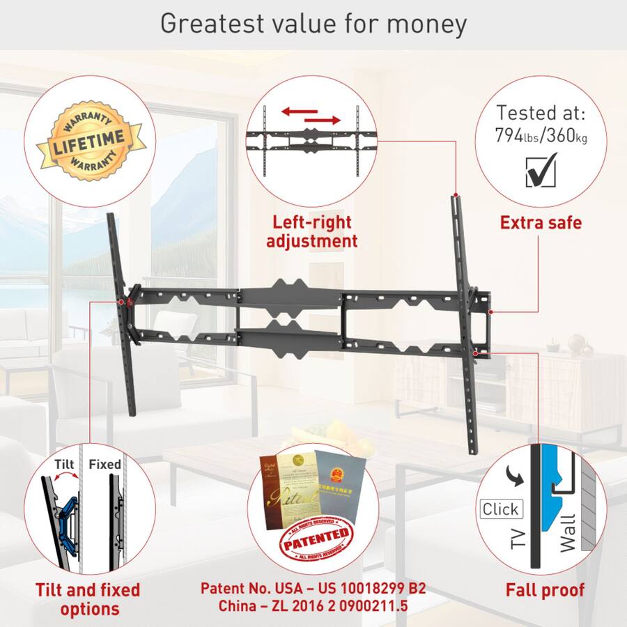 Barkan BM510 55"-115" Giant TV Tilt Wall Mount
