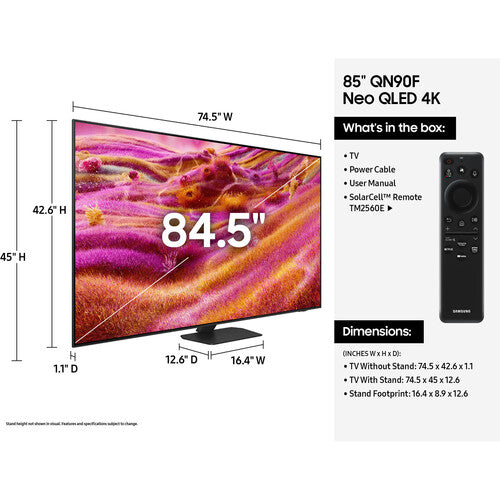 Samsung QN90F Series 85" Neo QLED Mini-LED 4K UHD Quantum HDR Smart TV (2025)