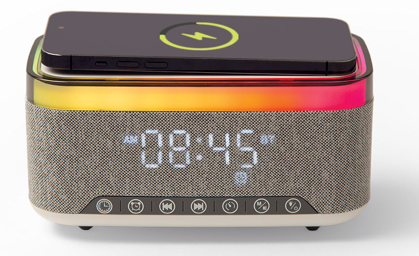 Chargeworx 2-in-1 Wireless-Charging Alarm Clock with RGB