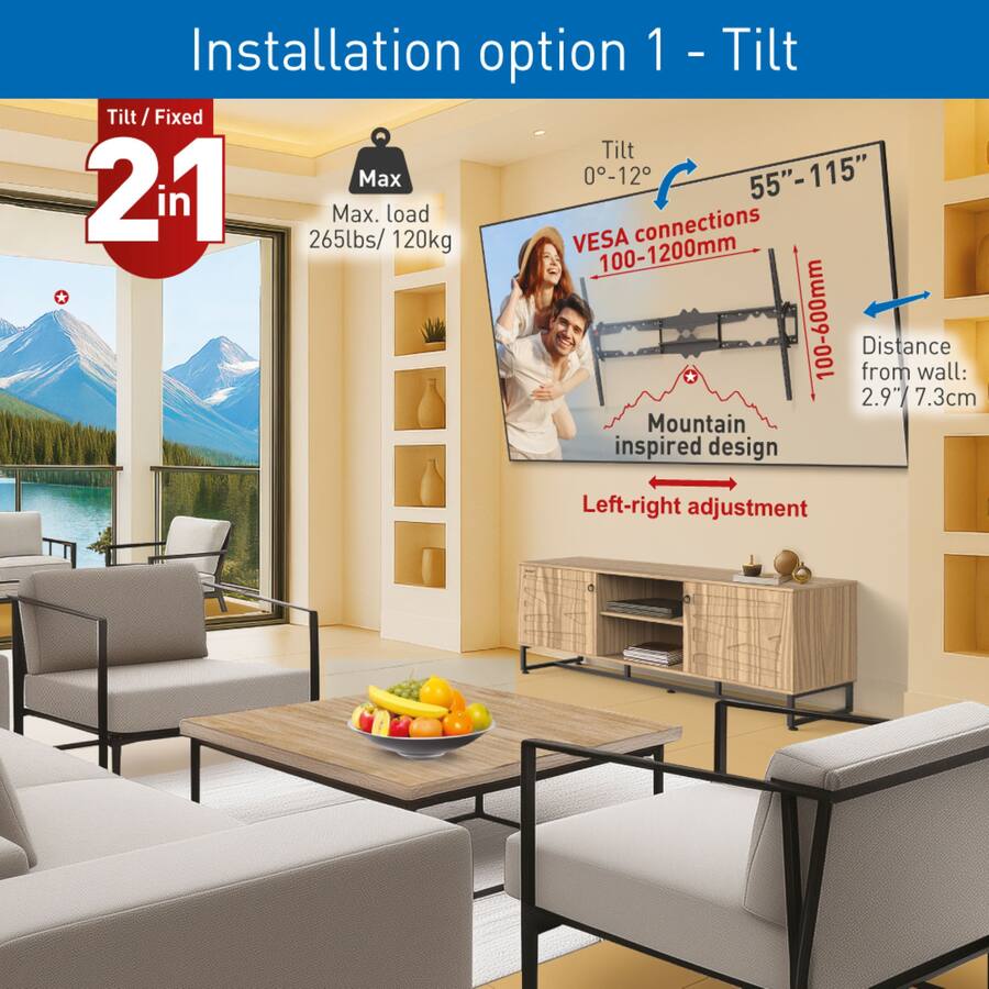 Barkan BM510 55"-115" Giant TV Tilt Wall Mount