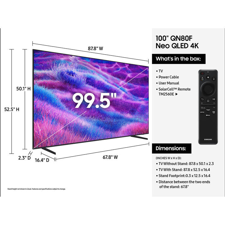Samsung QN80F Series 100" Neo QLED Mini-LED 4K UHD HDR Smart TV (2025)