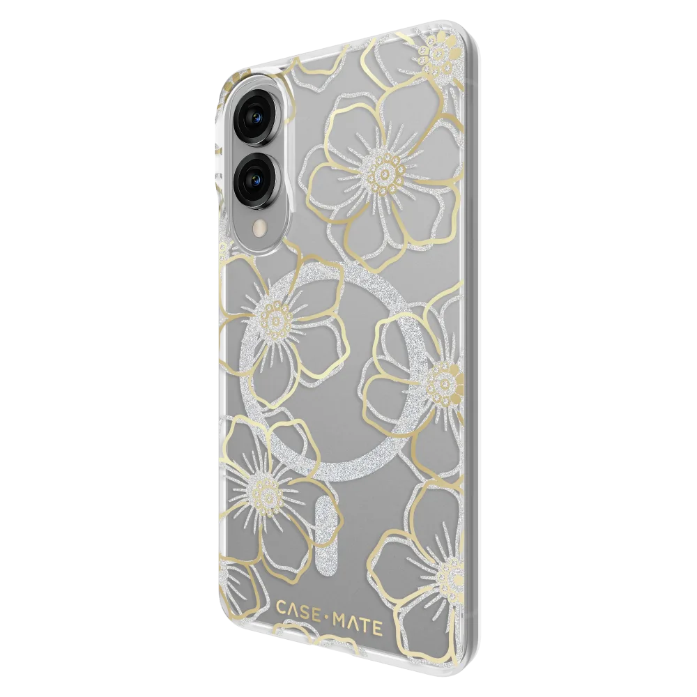Case-Mate - Floral Gems Case with Magnet for Samsung Galaxy S25 Edge (Gold)
