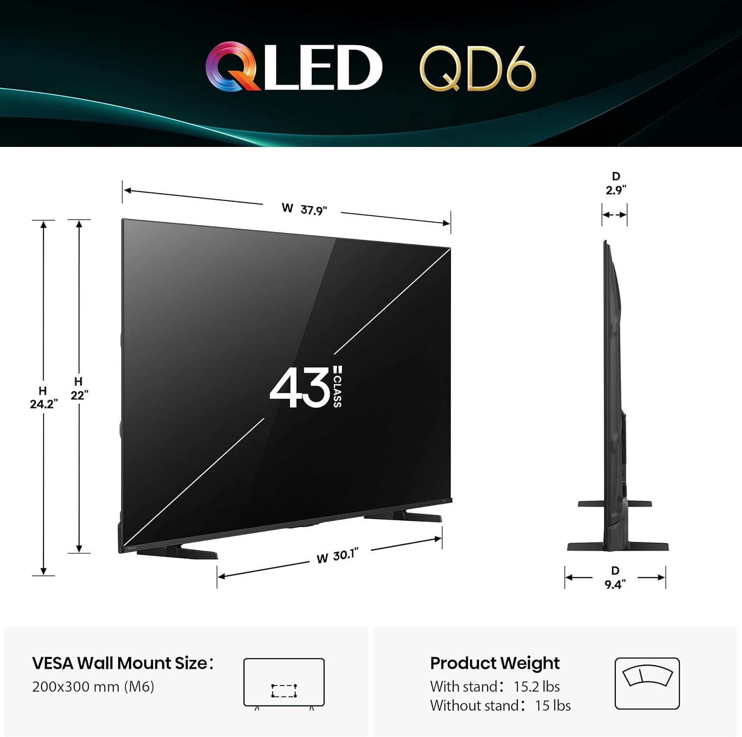 Hisense 43” QD6 Series Hi-QLED 4K UHD Smart Fire TV