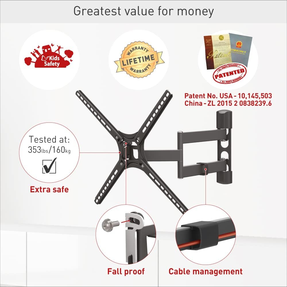 Barkan BM343 13"-65" Full Motion Articulating TV Wall Mount