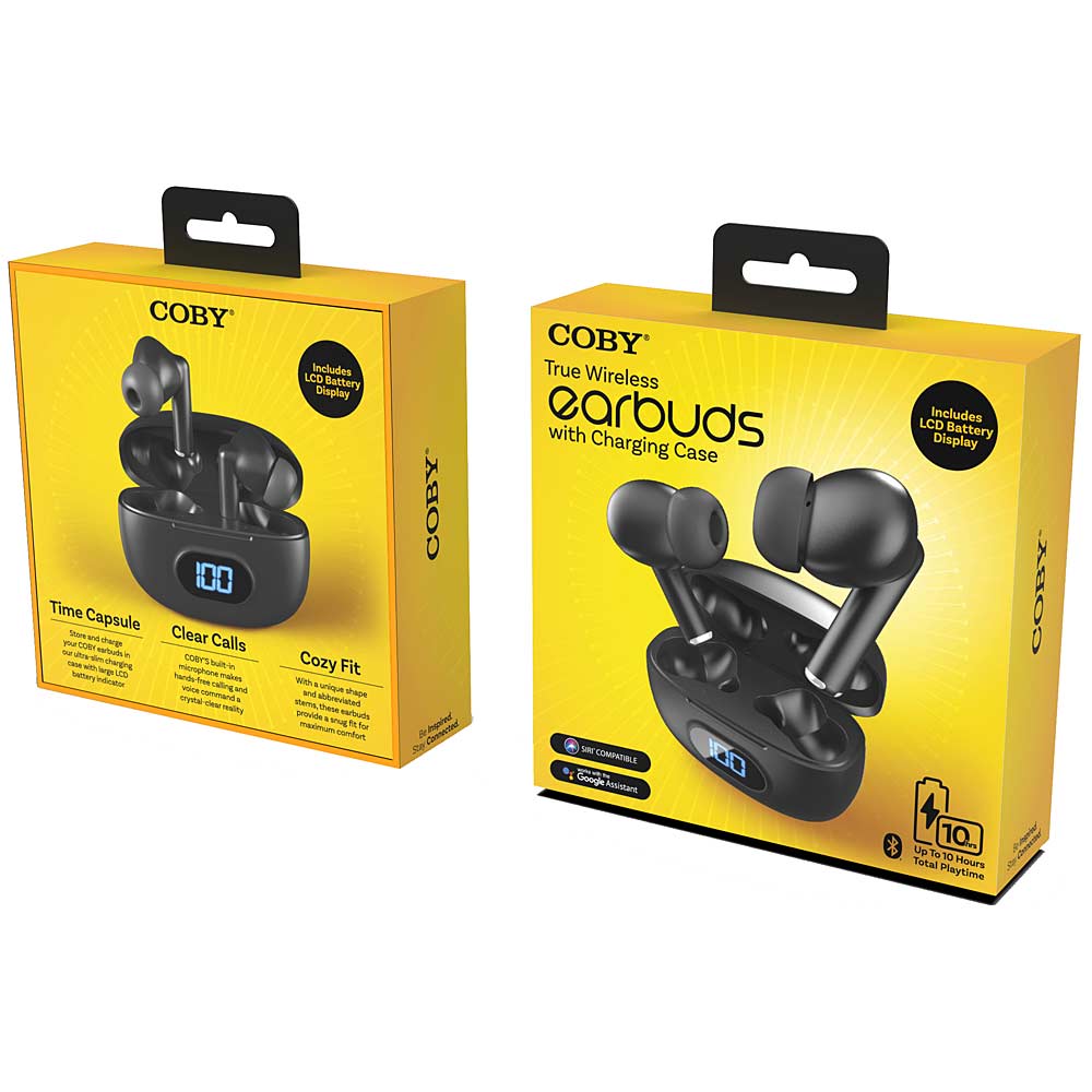 Coby CETW526 True Wireless Earbuds with Charging Case and LCD Indicator