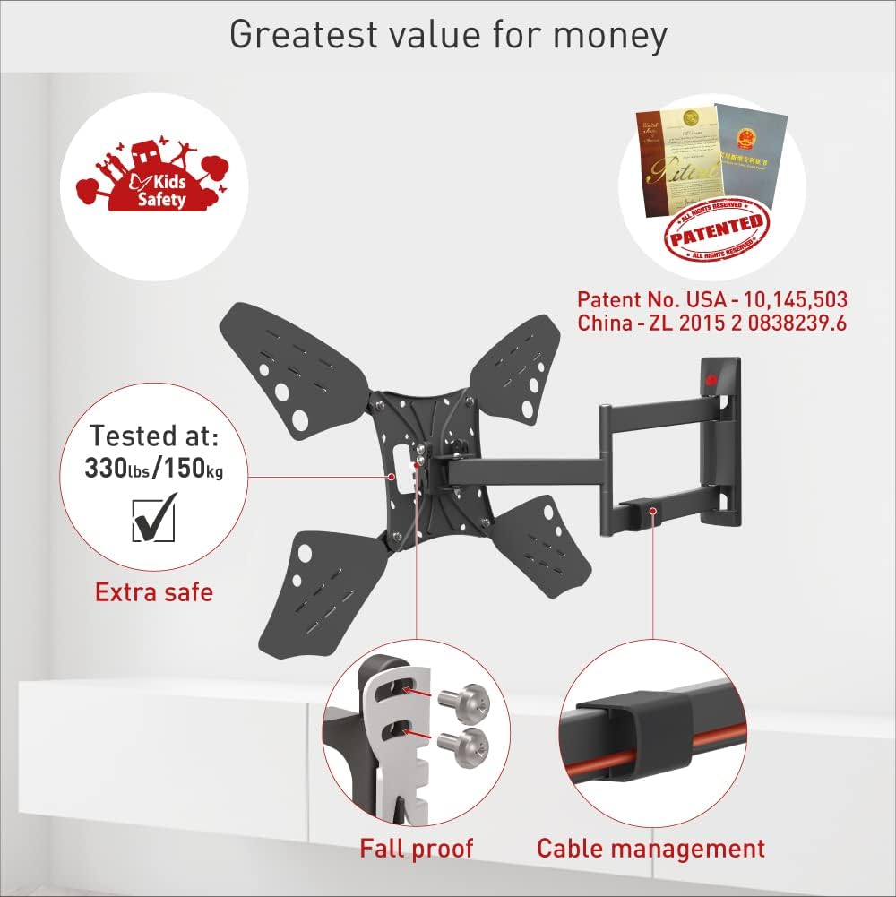 Barkan 3400L 13"-86" Full Motion Articulating TV Wall Mount with Long Arm