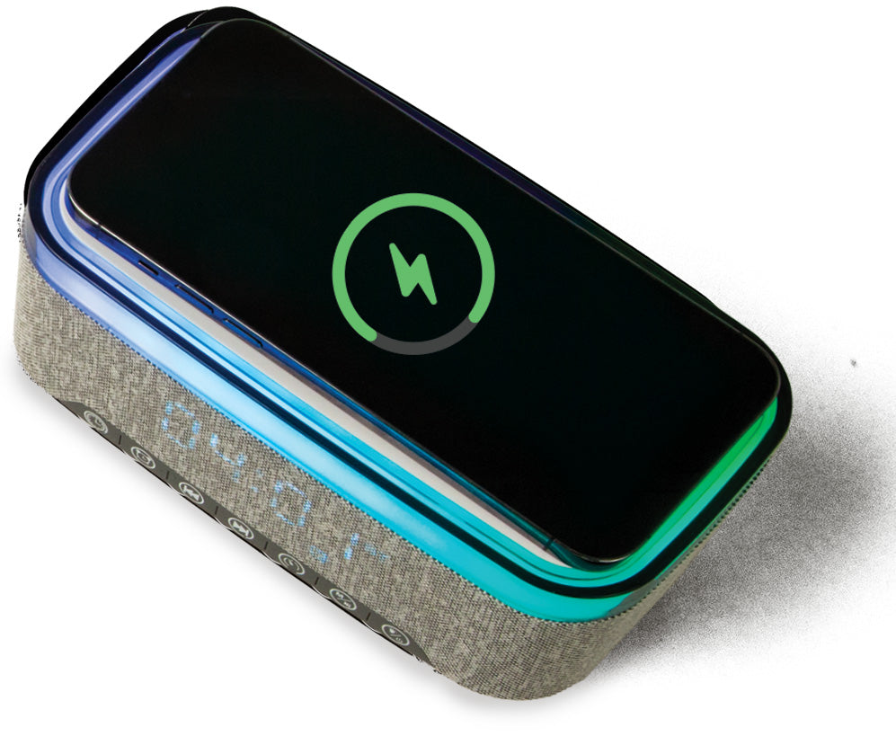 Chargeworx 2-in-1 Wireless-Charging Alarm Clock with RGB