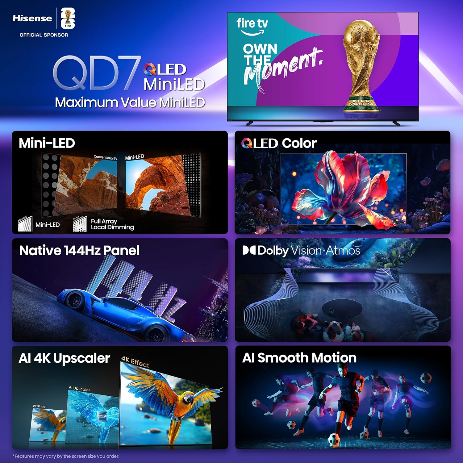 Hisense 75” QD7 Series Mini-LED 4K UHD Smart Fire TV