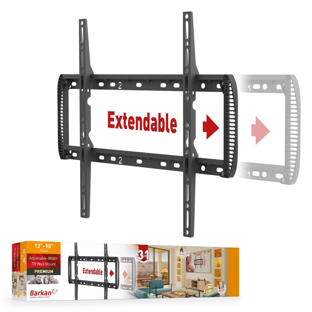 Barkan BM400T 13"-90" Extendable Auto Locking Fixed TV Wall Mount