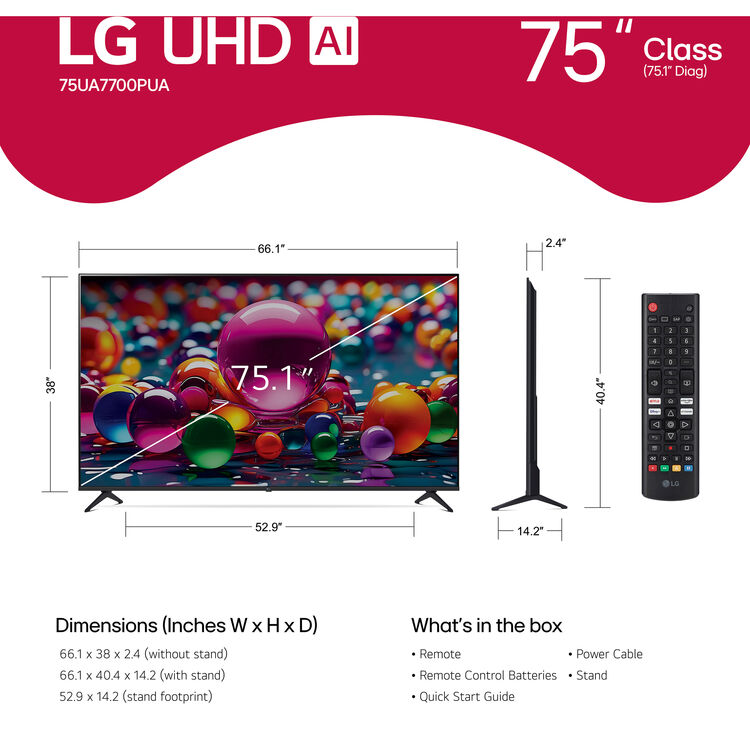 LG UA77 75" 4K HDR Smart LED TV