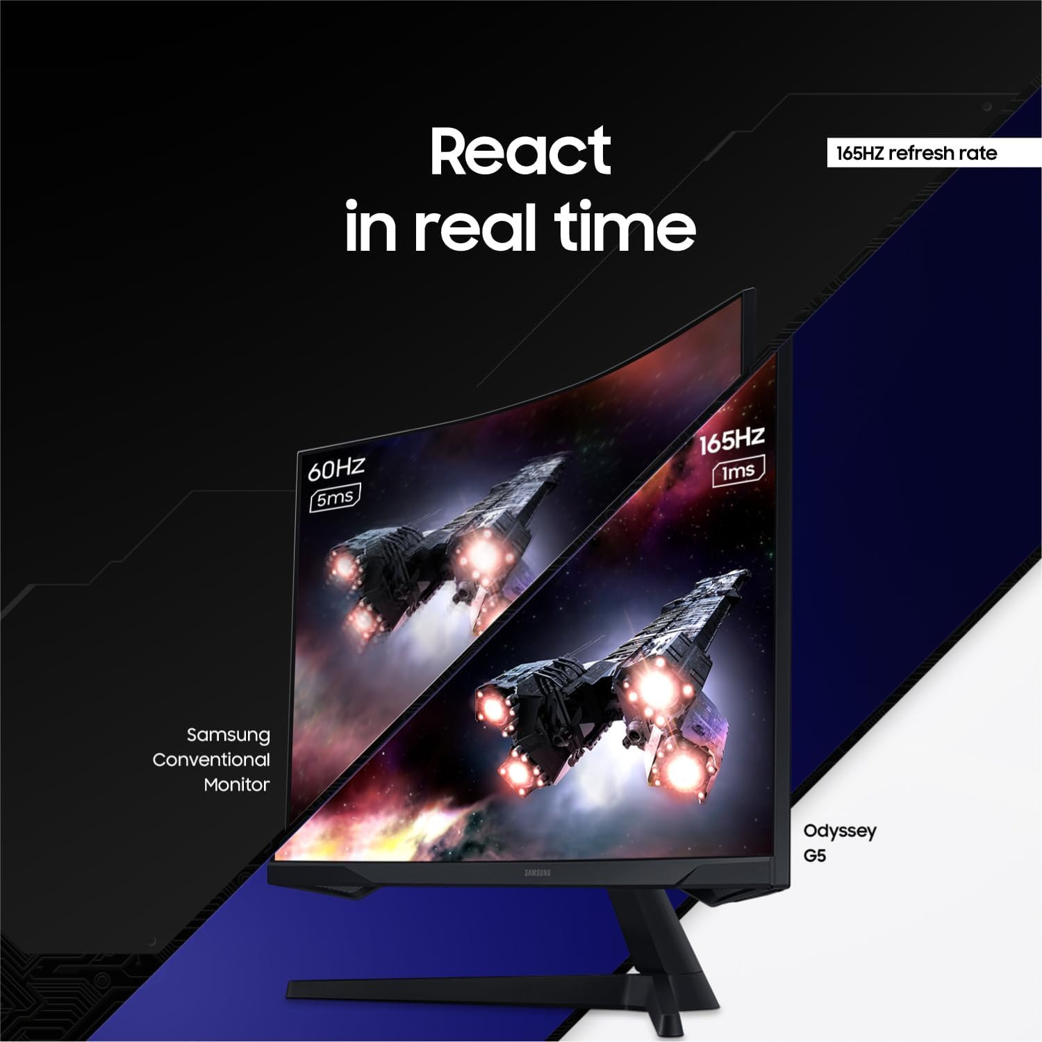 Samsung 32-Inch Odyssey G5 QHD Gaming Monitor with 1000R Curved Screen