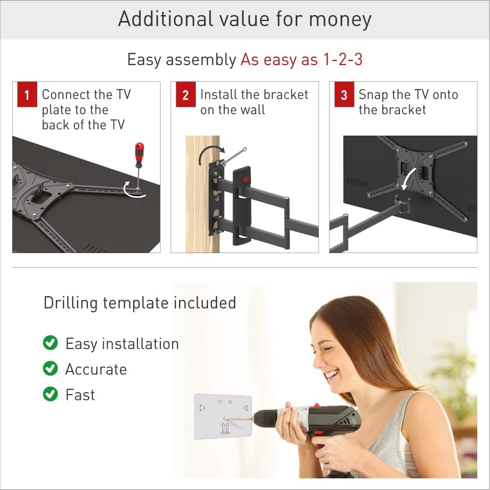 Barkan 3400L 13"-86" Full Motion Articulating TV Wall Mount with Long Arm