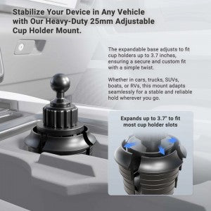 Arkon - Slim-Grip Tablet Holder w/ Double Robust Car Cup Mount | Fits Tablets From 7" to 18.4"