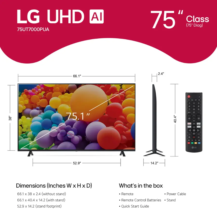 LG UT70 Series 75" 4K UHD Smart webOS LED TV (2024)