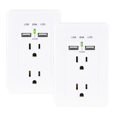 CyberPower MP18HO007 2-AC Outlet and 2-USB Port Grounded Wall Tap (2 Pack)
