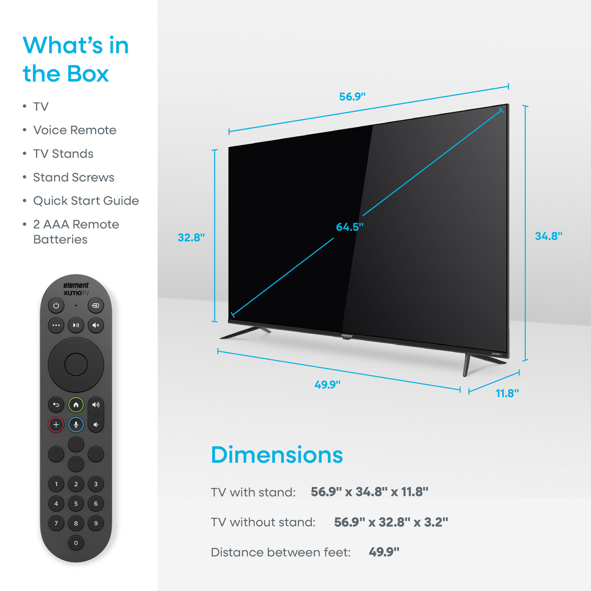 Element 65” 4K UHD HDR Frameless Xumo TV
