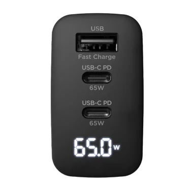HyperGear® SpeedBoost 65-Watt 3-Port-USB GaN Charger with Display