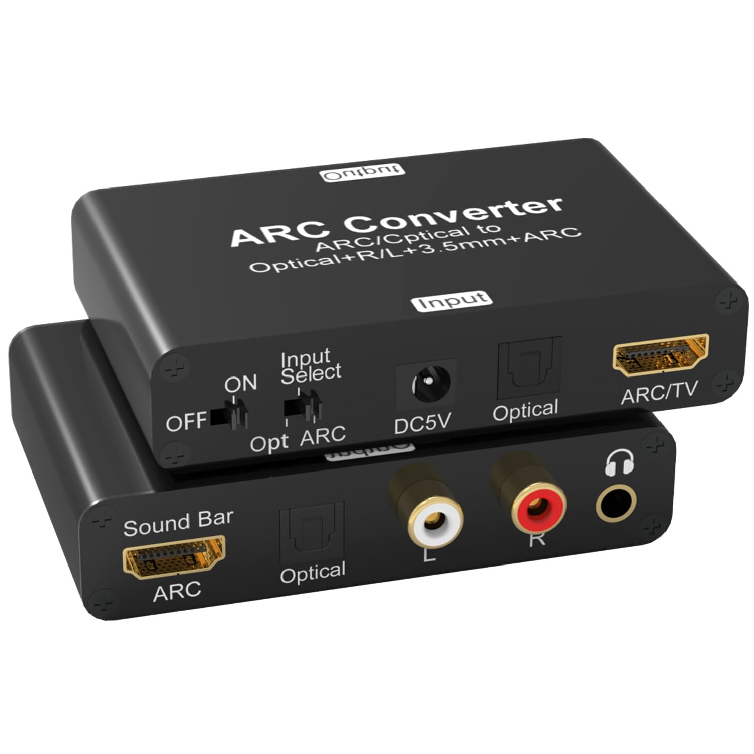 Tendak HDMI ARC Audio Extractor - Digital to Analog Audio Converter with HDMI ARC, SPDIF/Optical, 3.5mm Jack & Stereo L/R Outputs for TV