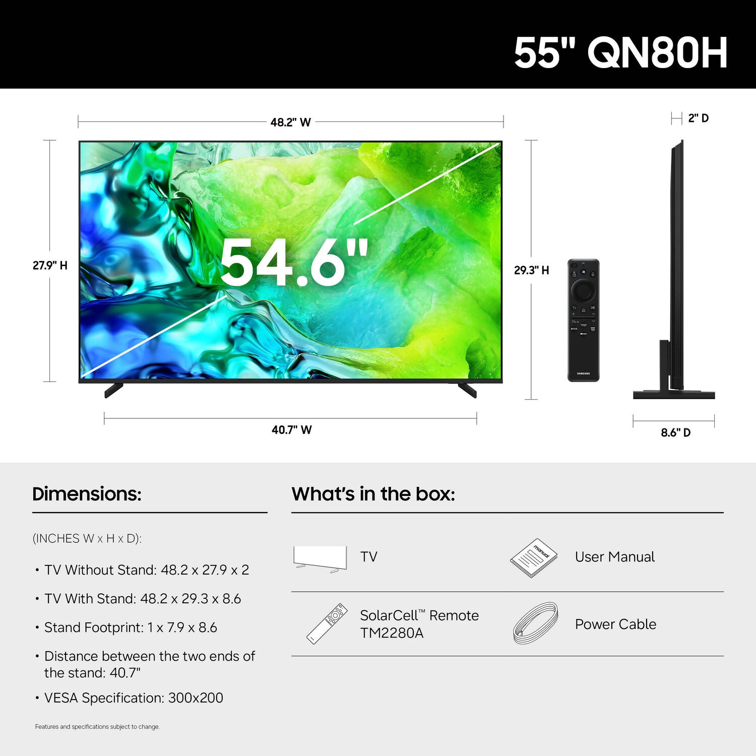 Samsung QN80H Series 55" 4K UHD HDR Smart Neo Quantum Dot Mini-LED TV (2026)