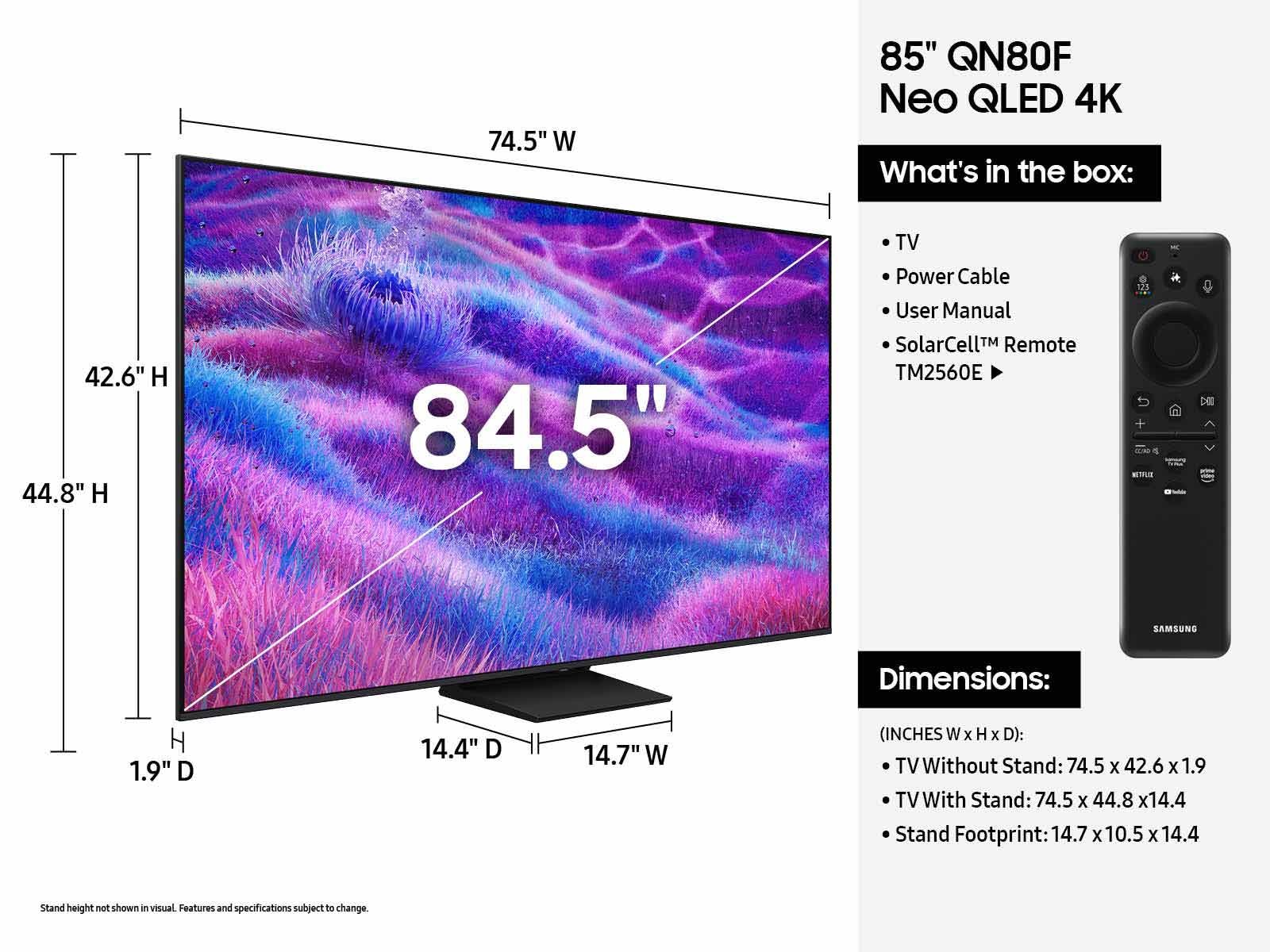 Samsung QN80F Series 85" Neo QLED Mini-LED 4K UHD HDR Smart TV (2025)