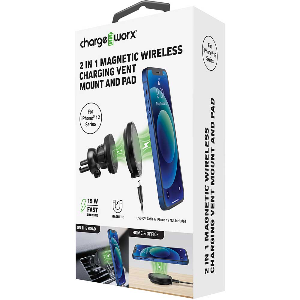 Chargeworx 2-in-1 Magnetic Wireless Charging Vent Mount and Pad