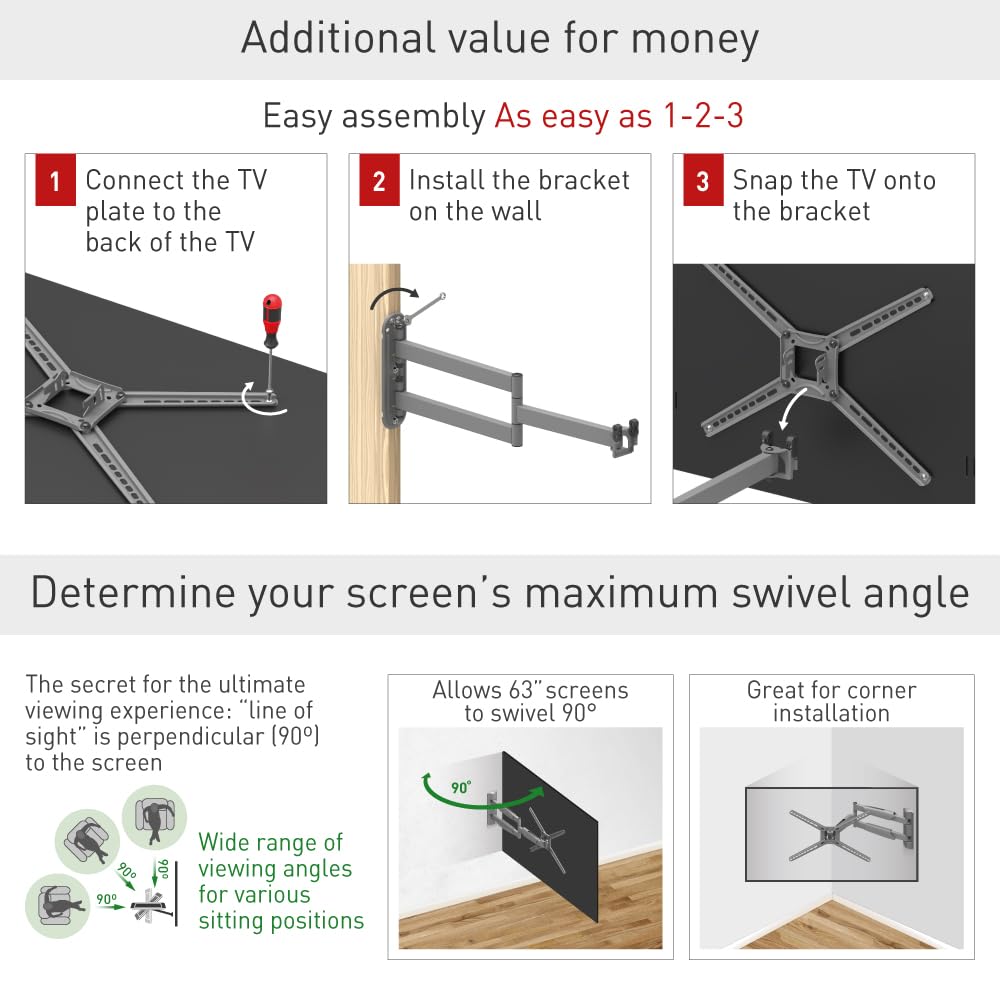 Barkan BM343XLOD 13"-65" Full Motion Articulating Outdoor TV Wall Mount with Xtra Long Arm
