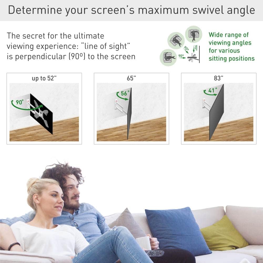Barkan 3400LW 13"-86" Full Motion Articulating TV Wall Mount with Long Arm (White)