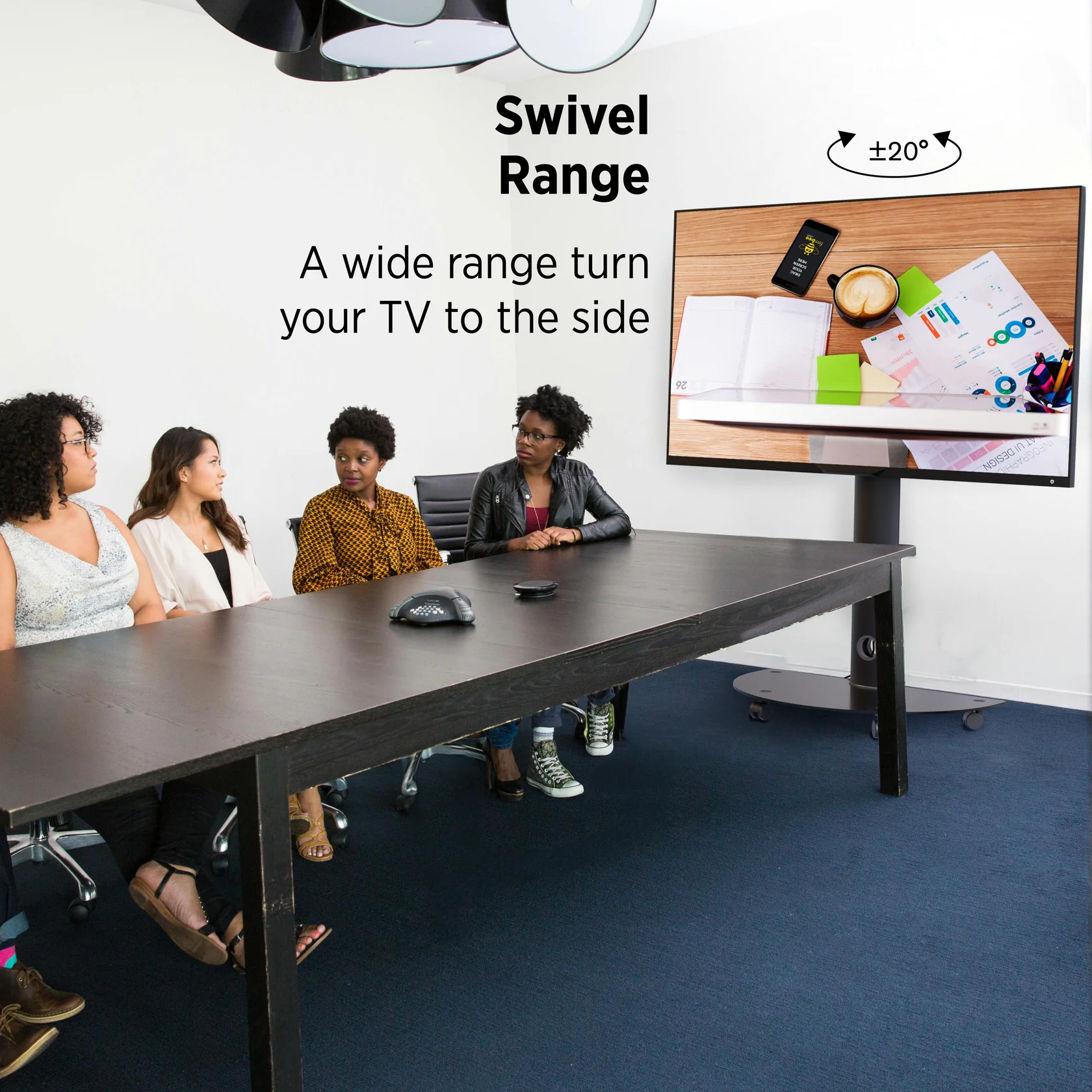 ProMounts PFCS6401 Mobile Rolling TV Stand Mount For 32"-72" TVs