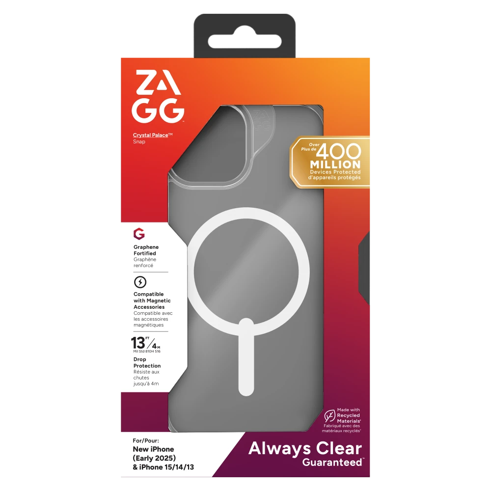 ZAGG Crystal Palace Snap MagSafe Case Apple iPhone 16e/15/14/13 (Clear)